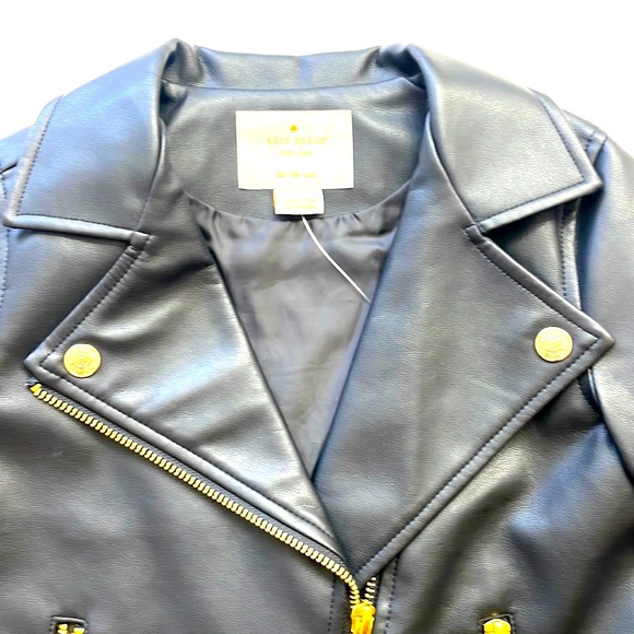 NWT Kate Spade Faux Leather Moto Jacket, Size 6 - Picture 5 of 7